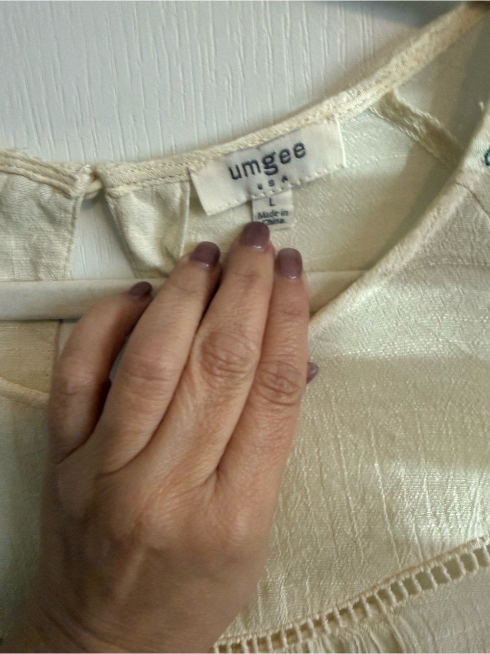 Umgee Cream Embroidered Ruffle Sleeve Tunic - Picture 8 of 8
